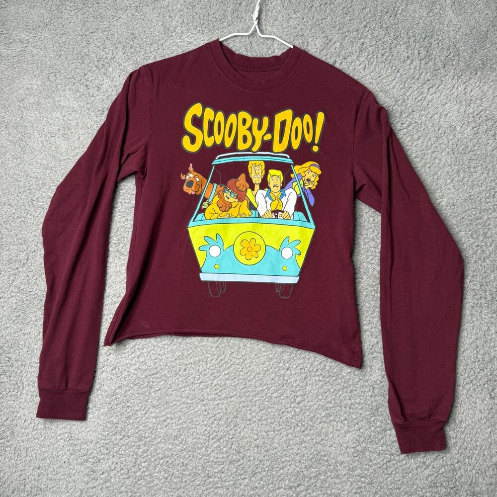 Scooby Doo Shirt Womens XS Red Graphic Long Sleeve Cropped